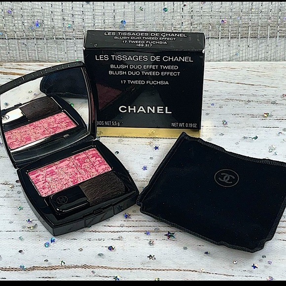 Chanel Les Tissages De Chanel Blush Duo Tweed Effect, 17 Tweed Fuchsia NIB RARE - Picture 1 of 10